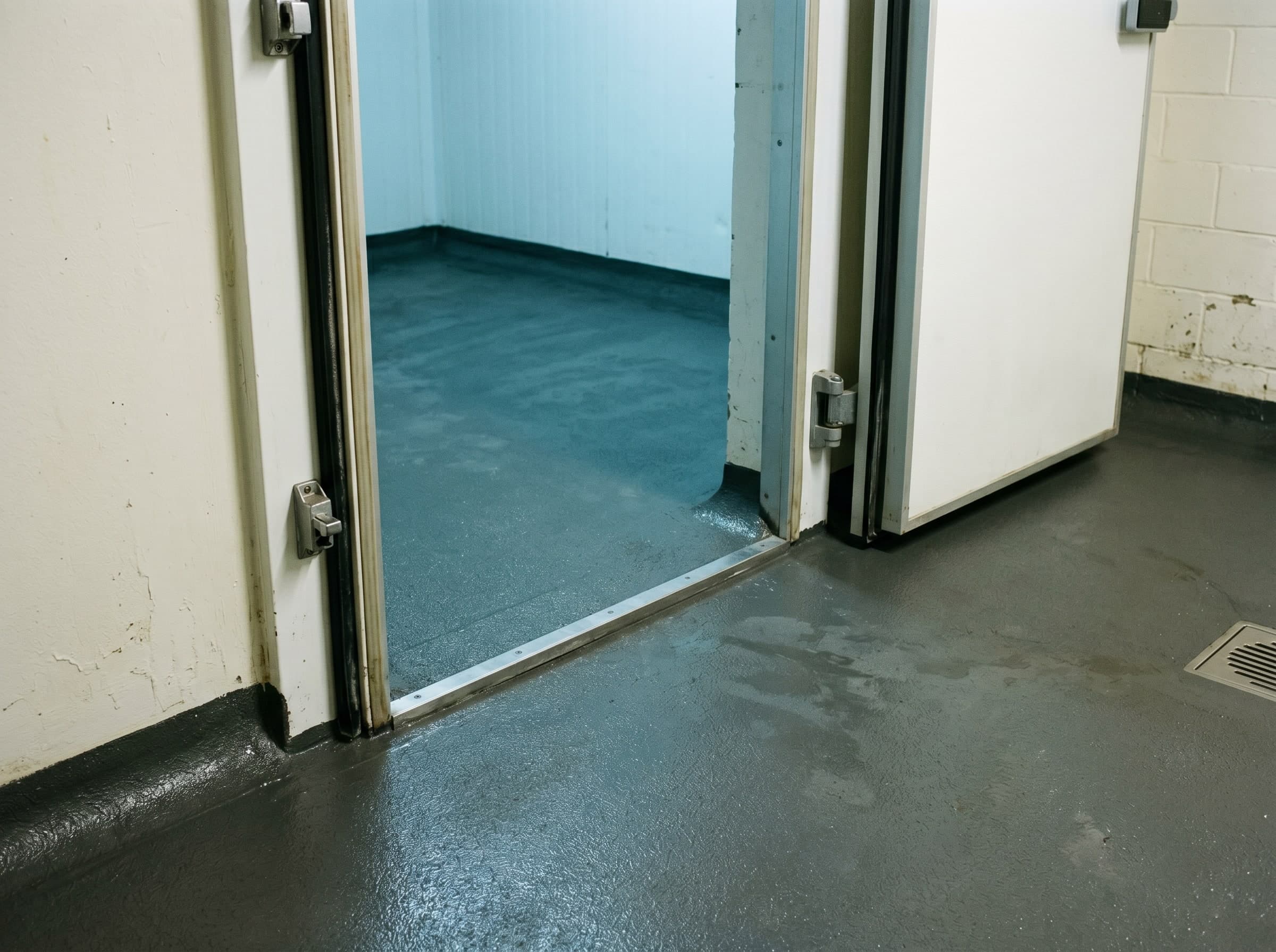 Close-up of integral radius coving on a hygienic food-grade floor in Gauteng