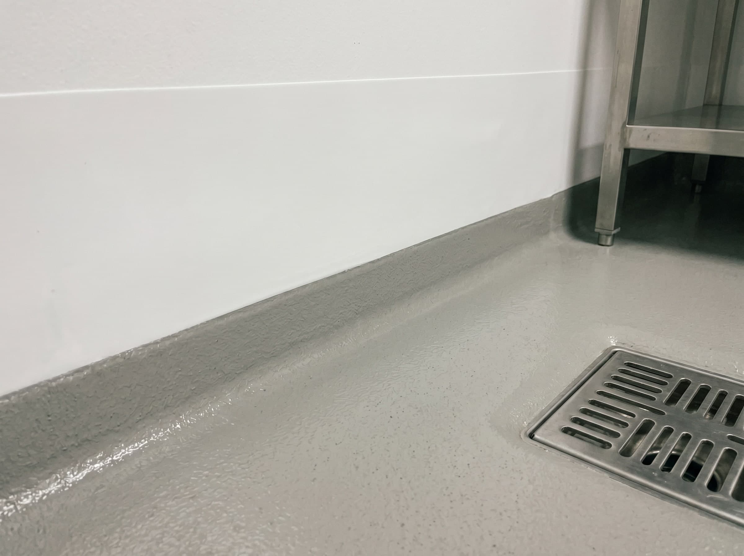 Completed hygienic floor and coving in a small Gauteng abattoir washdown corridor