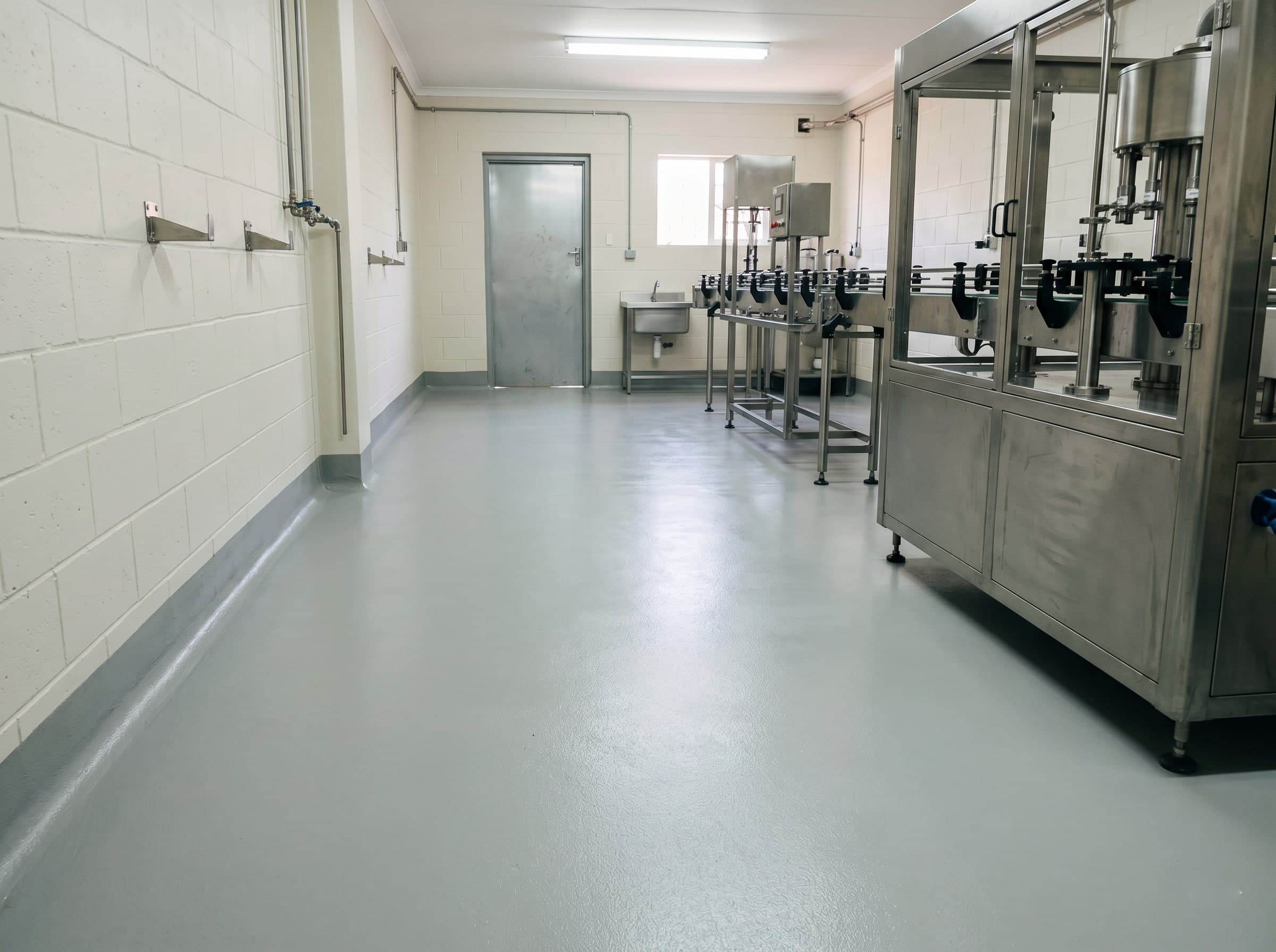 Completed hygienic floor in a small Gauteng craft beverage bottling room