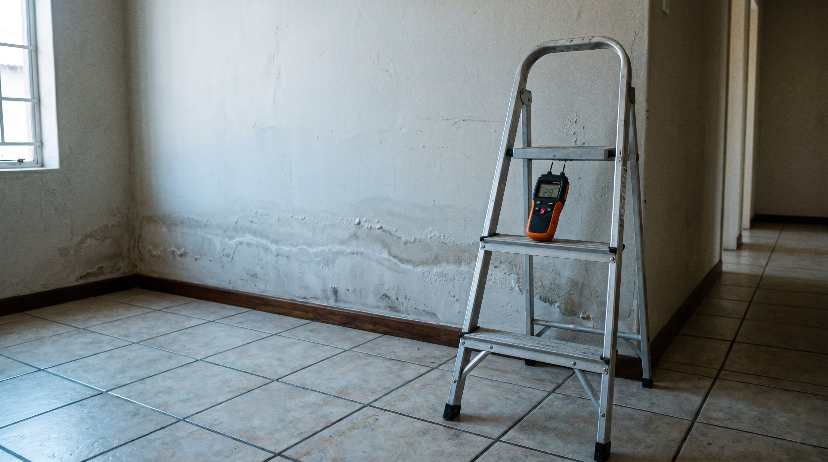 Rising damp diagnosis and moisture profiling on a Gauteng interior wall