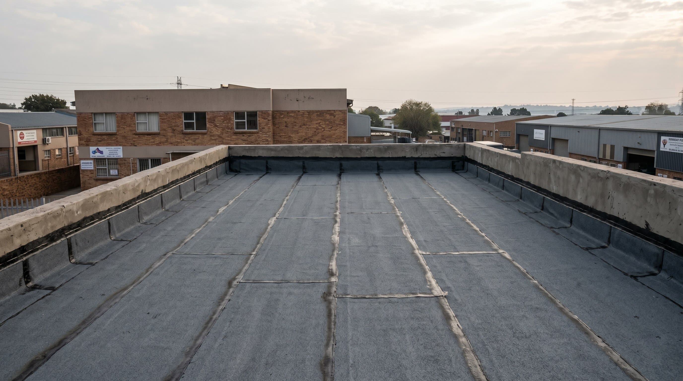 Completed torch-on membrane on a small flat roof without topcoat