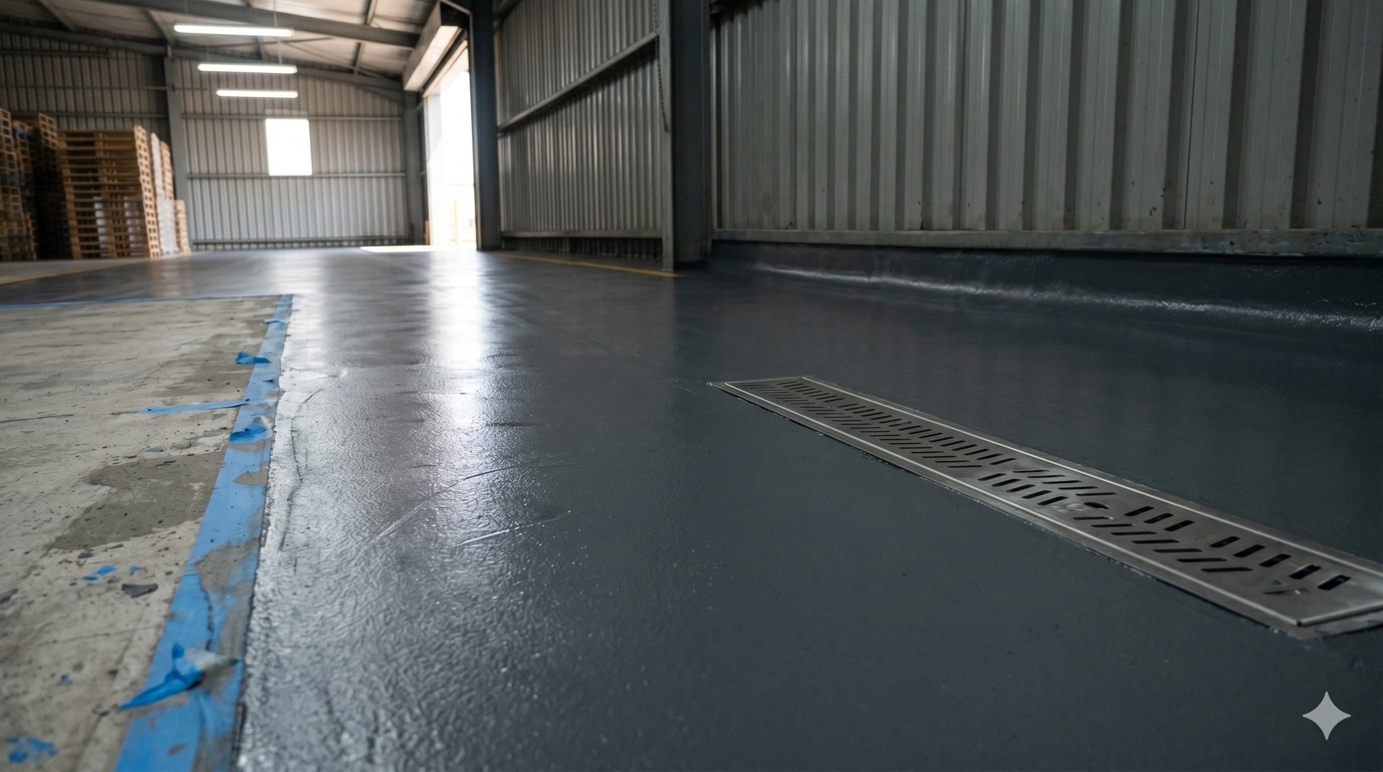Decorative cement floor finish application with controlled edge detailing
