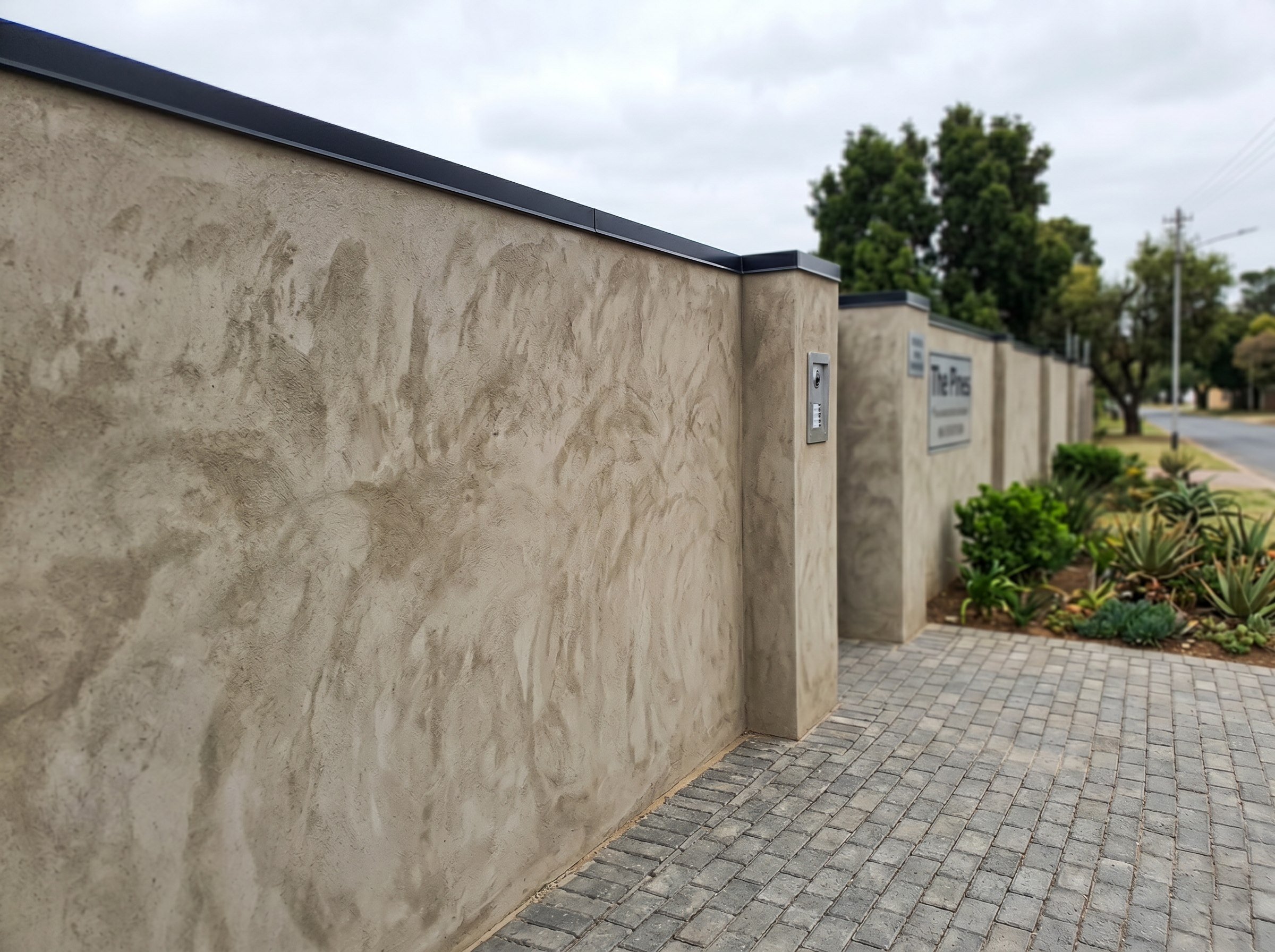 Completed boundary wall refresh at a sectional-title entrance