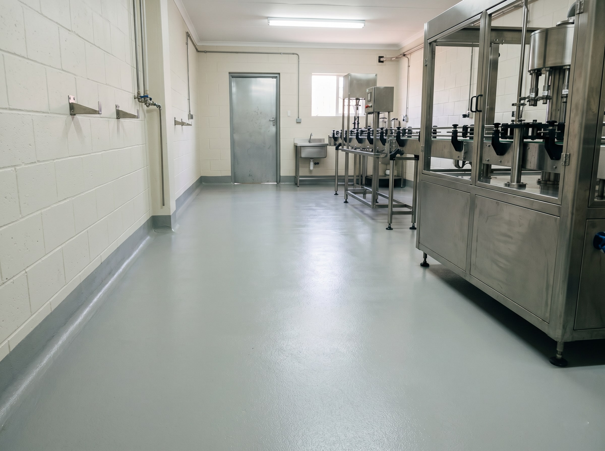 Completed hygienic floor in a small Gauteng craft beverage bottling room