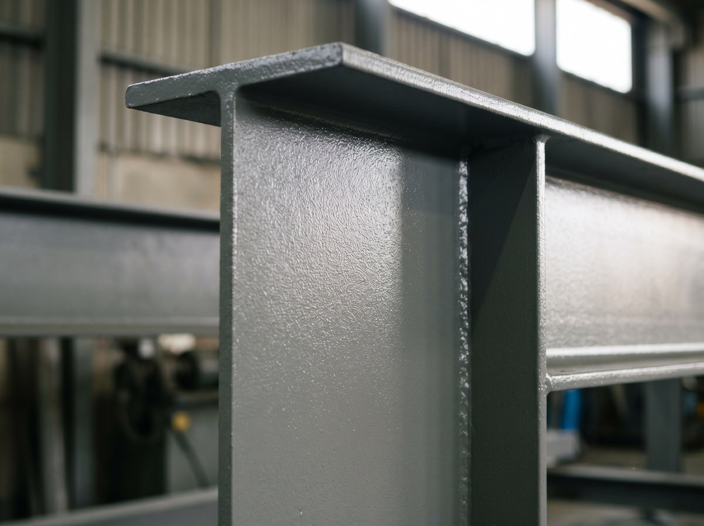 Completed corrosion protection on warehouse portal frame steel in Gauteng