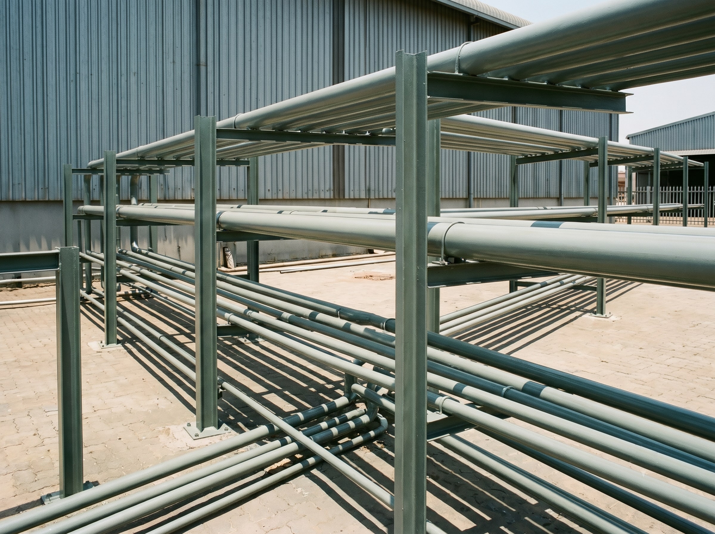 Completed protective coating on plant walkway handrail and support steel in Gauteng