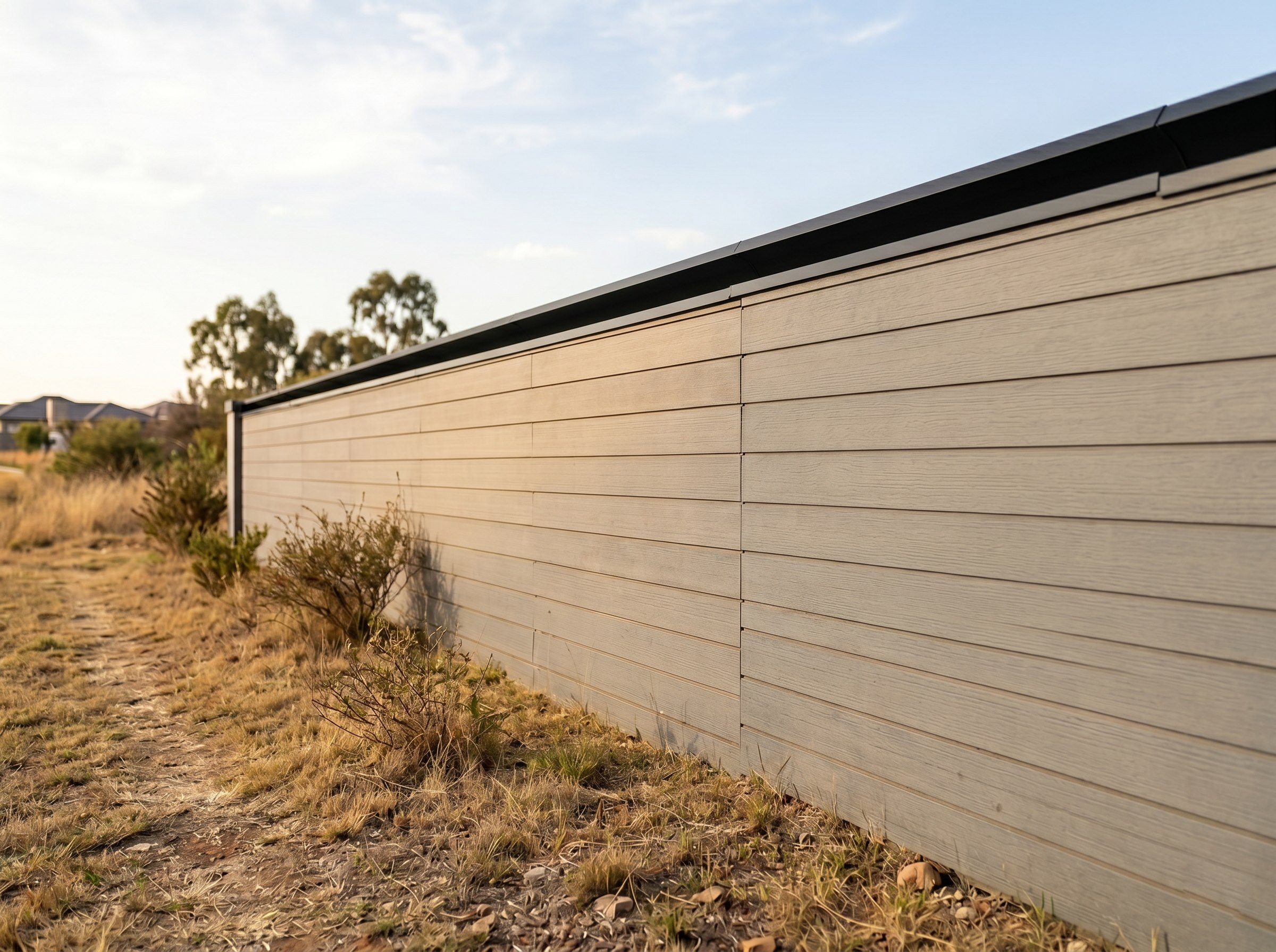 Completed boundary wall cladding with cap coping at a Gauteng estate