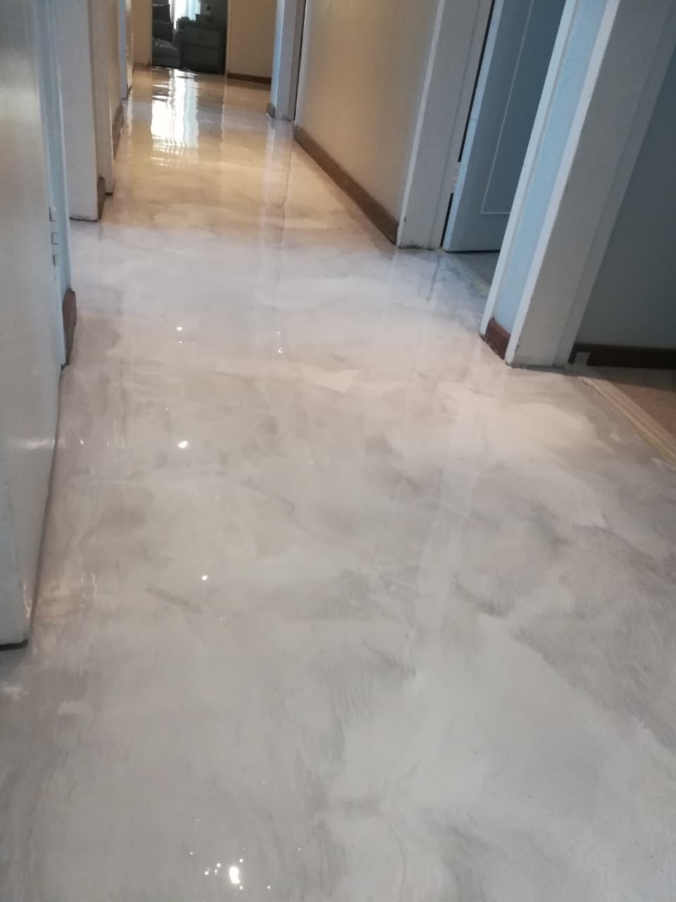 Industrial epoxy flooring with integral coving in a food-processing facility