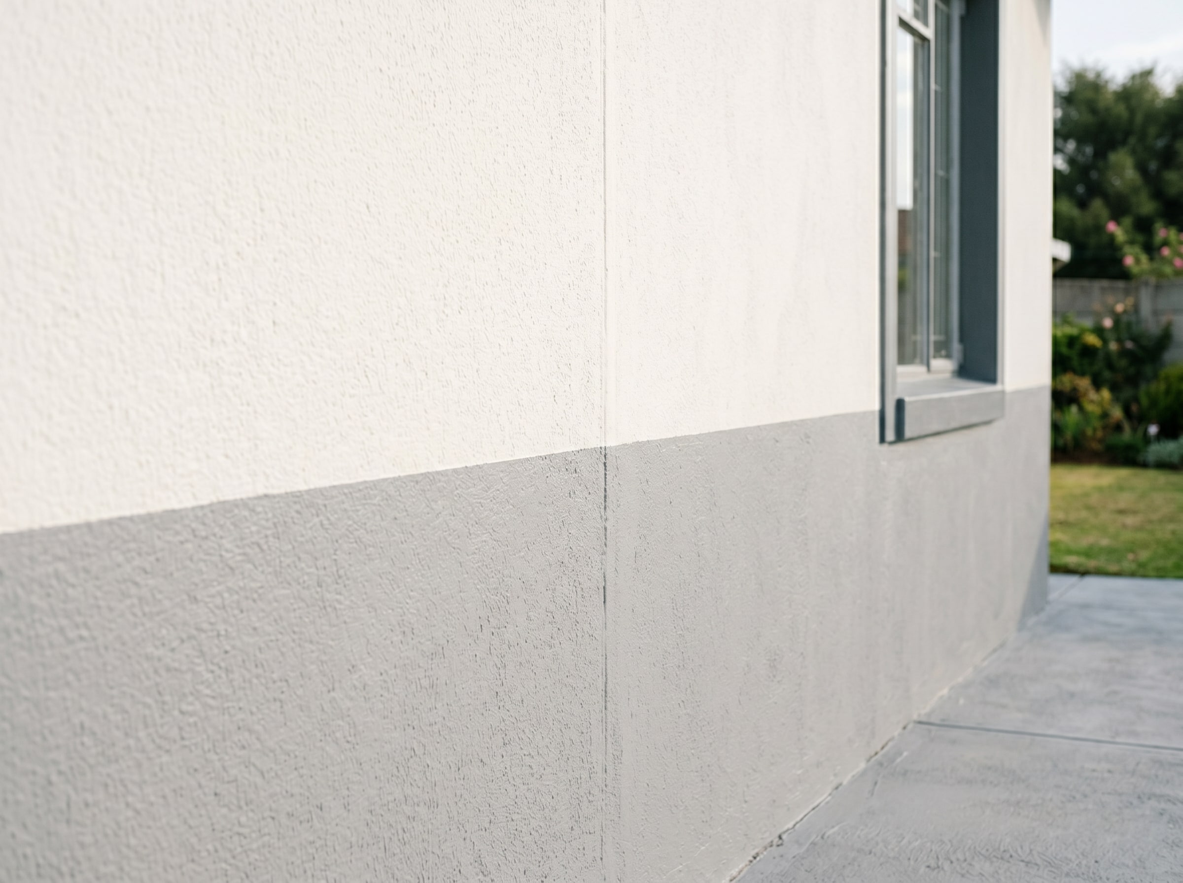 Close-up of completed exterior plaster coating on a Gauteng facade