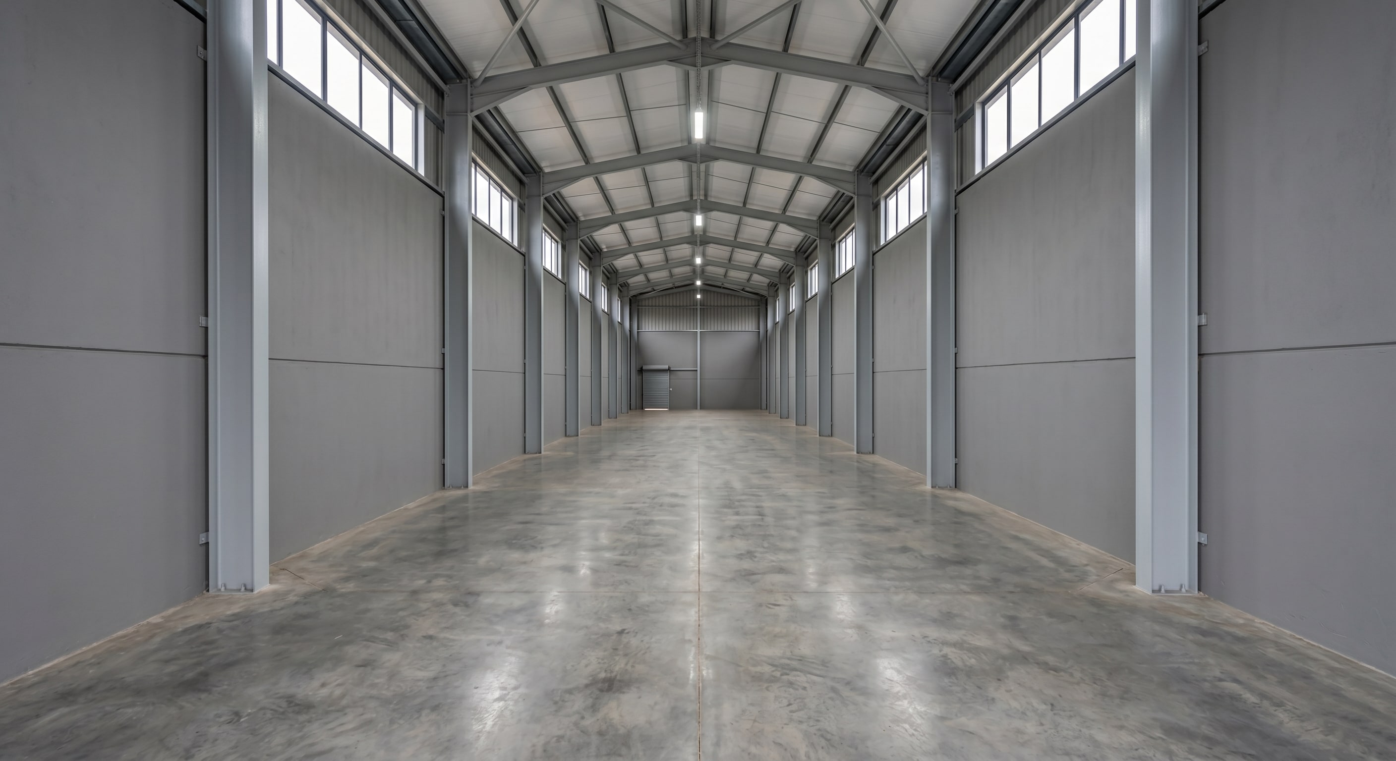 Close-up of completed airless spray coating film on a commercial interior wall