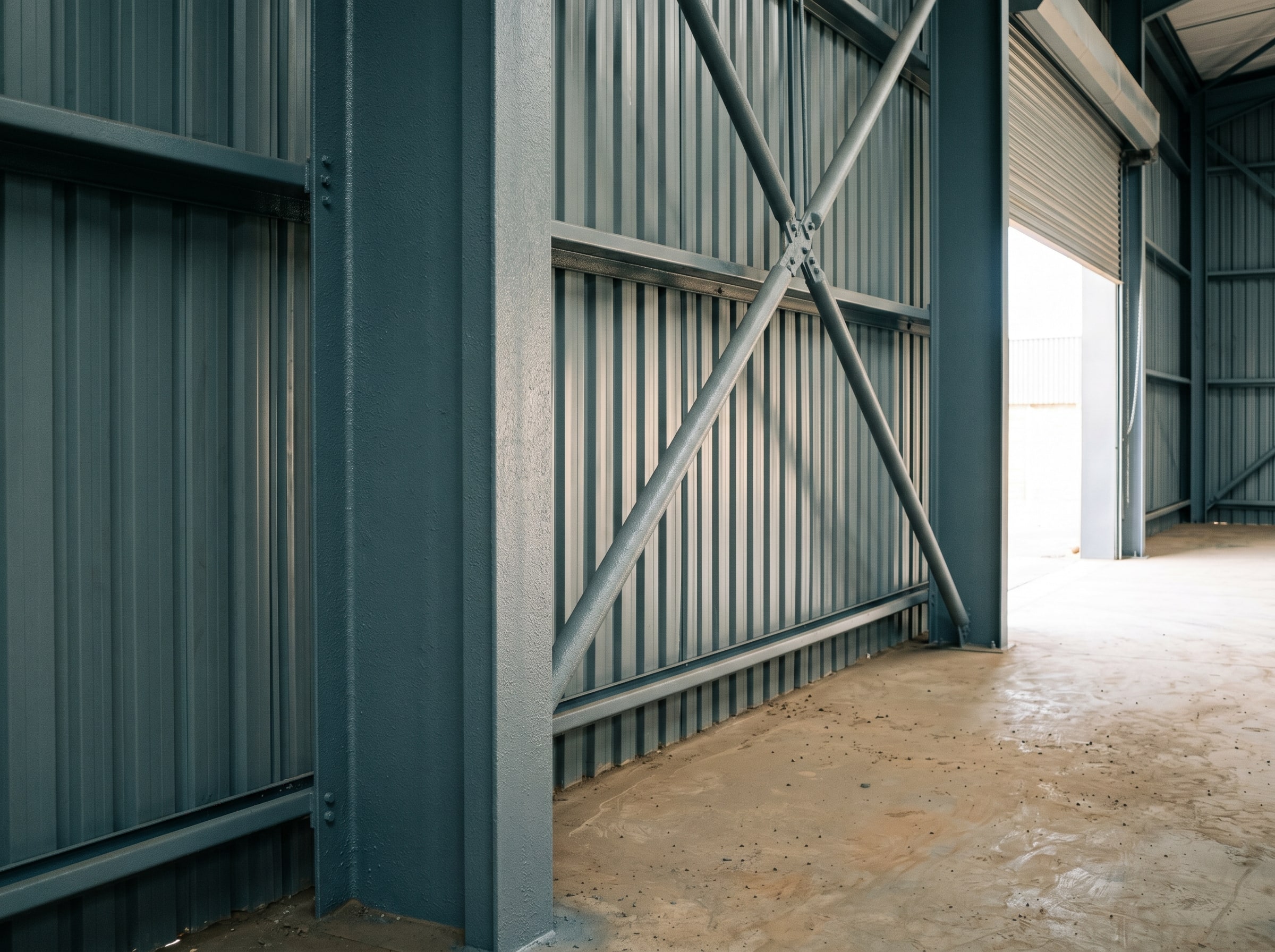 Completed protective coating on warehouse portal frame steel in Gauteng