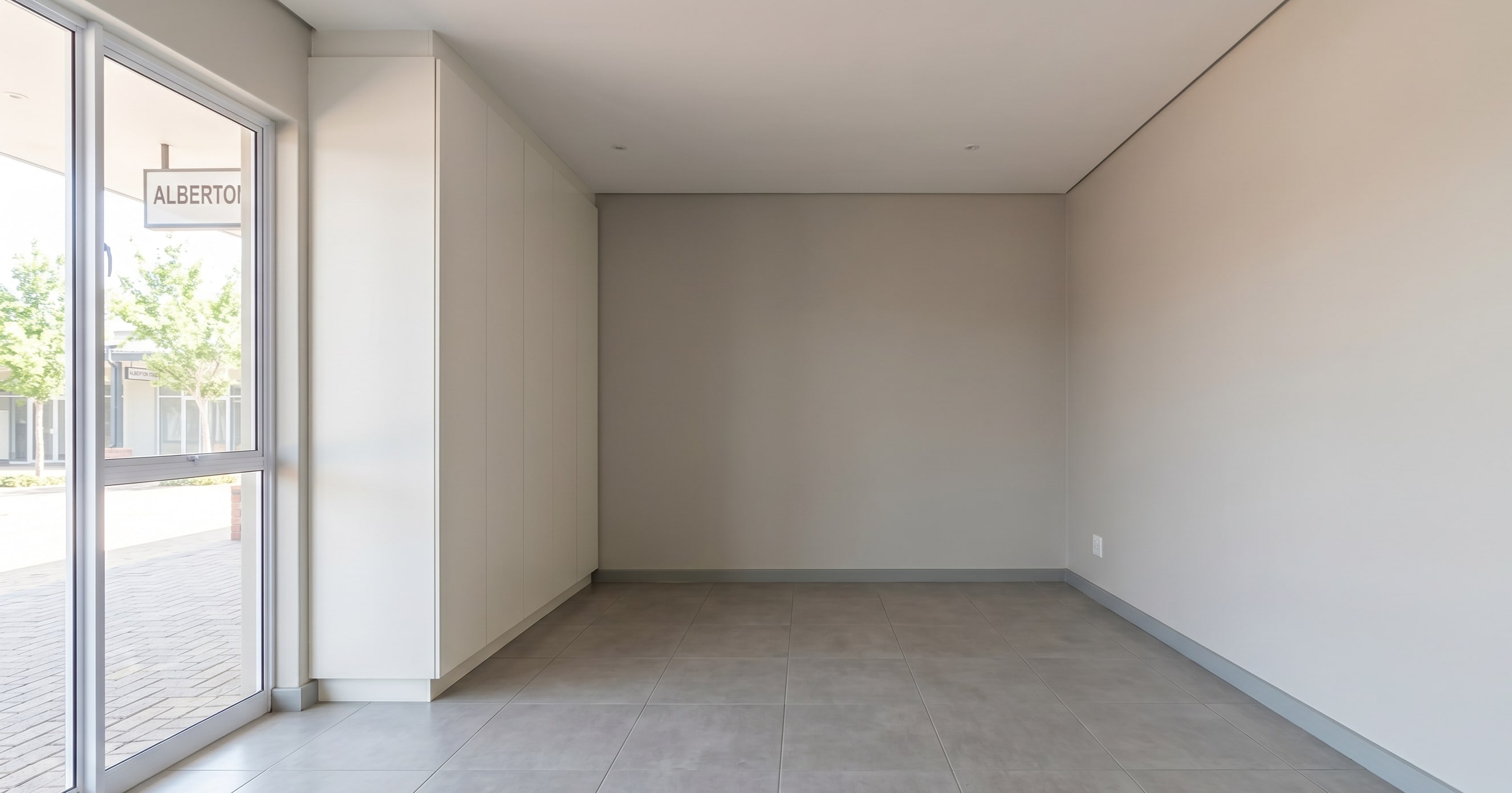 Close-up of completed skimmed and painted internal wall surface in Gauteng