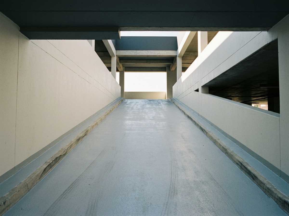 Close-up of completed traffic-rated deck coating on a Gauteng parking slab