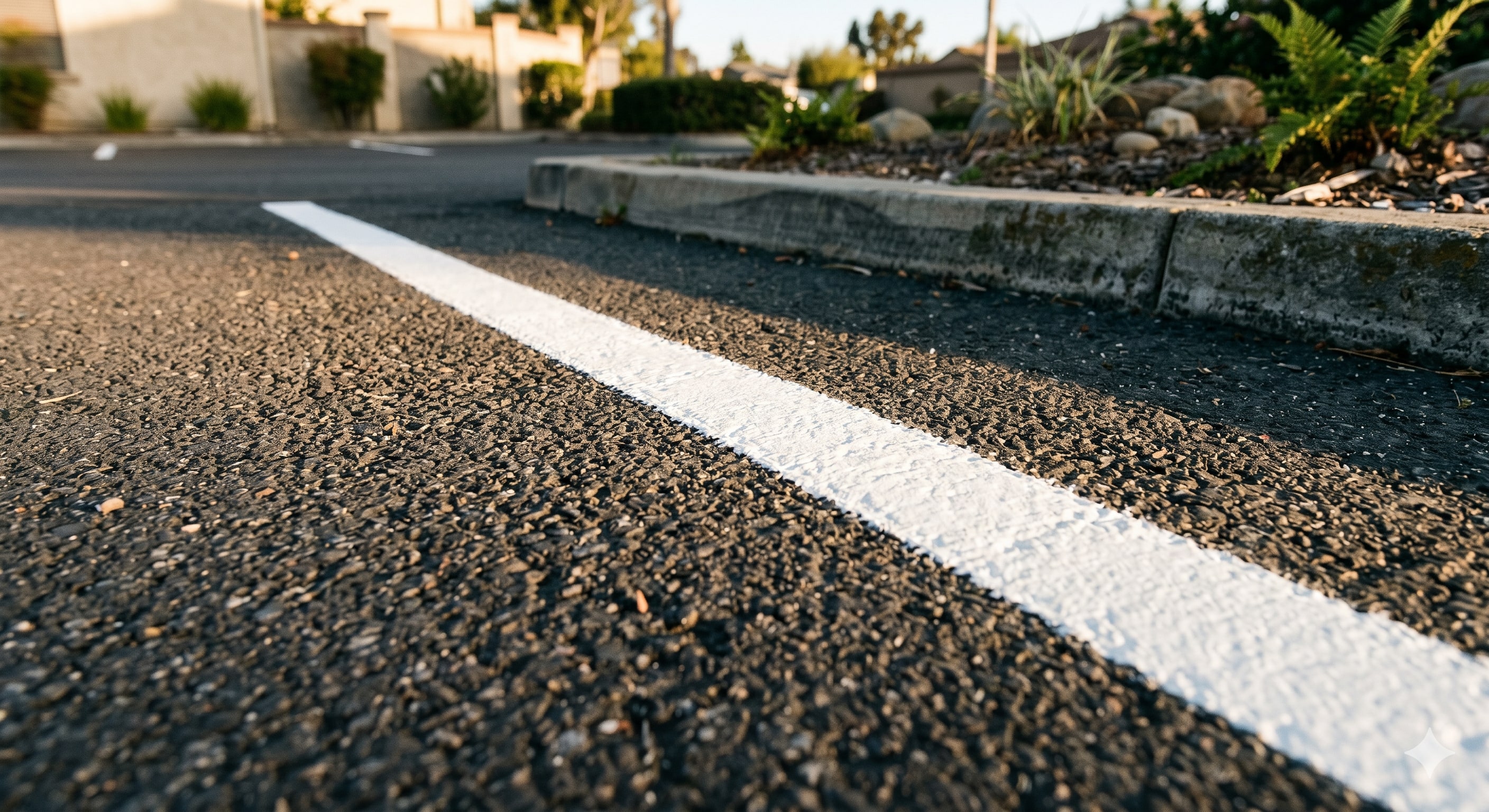 Completed parking bay line marking at a small Gauteng sectional-title complex