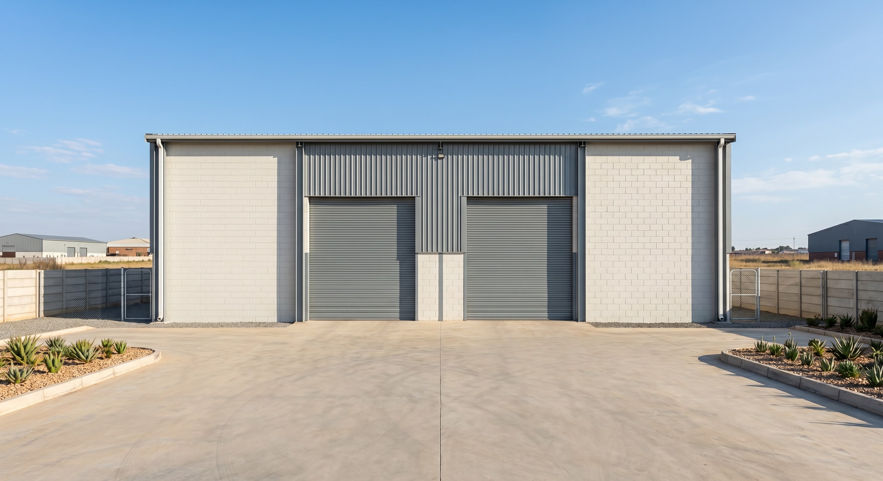 Completed DTM coating on corrugated warehouse cladding in Gauteng