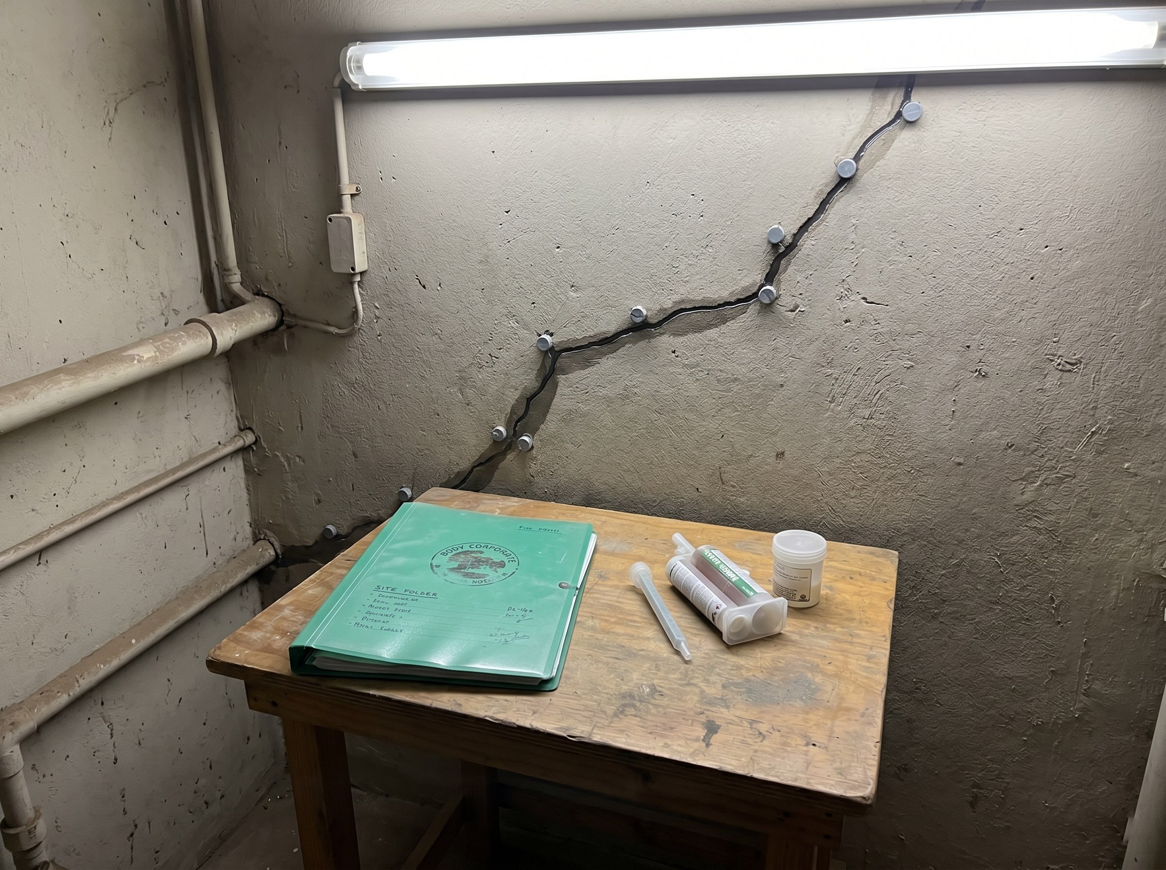Injection resin and site documentation in a small plant room with capped ports