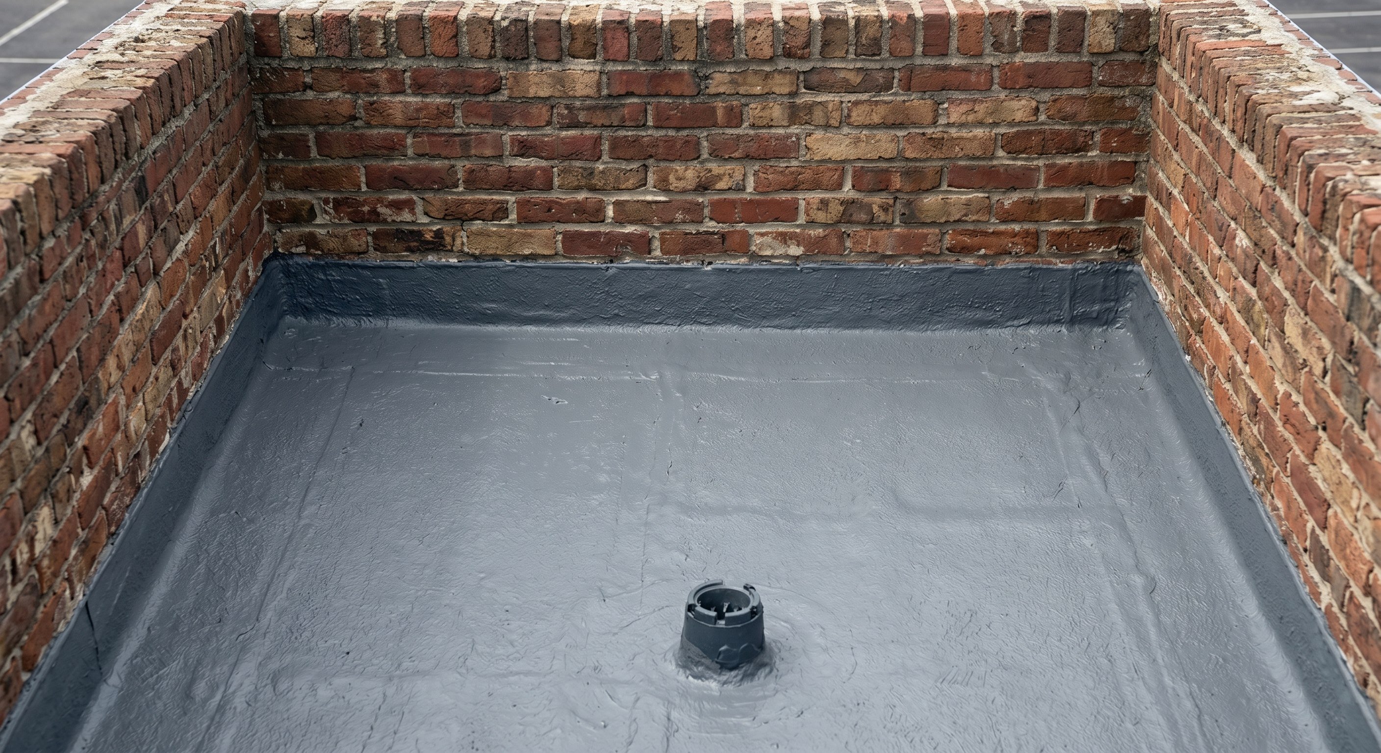 Completed hybrid torch-on and liquid membrane roof on a small office unit